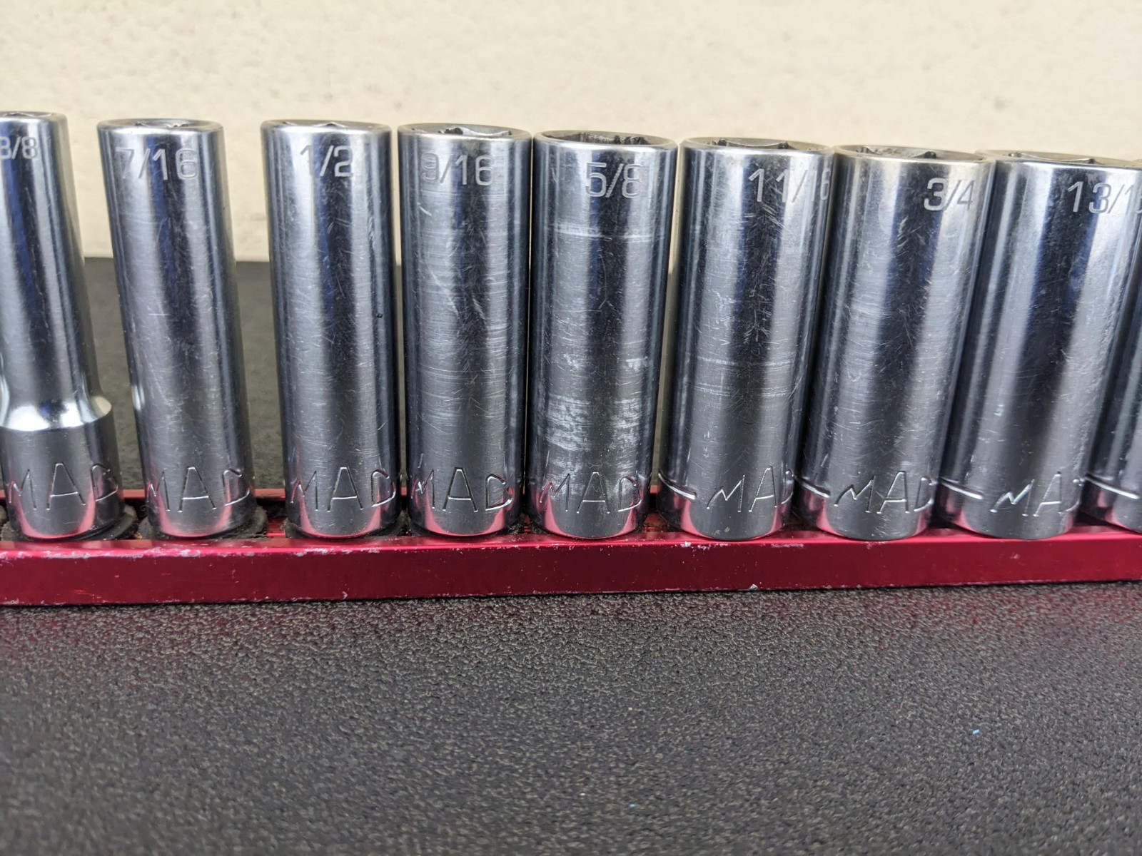 #bo811 Mac Tools SXD126RBRT 12pc 3/8″ Drive Deep SAE RBRT Socket Set 1/4″-15/16″