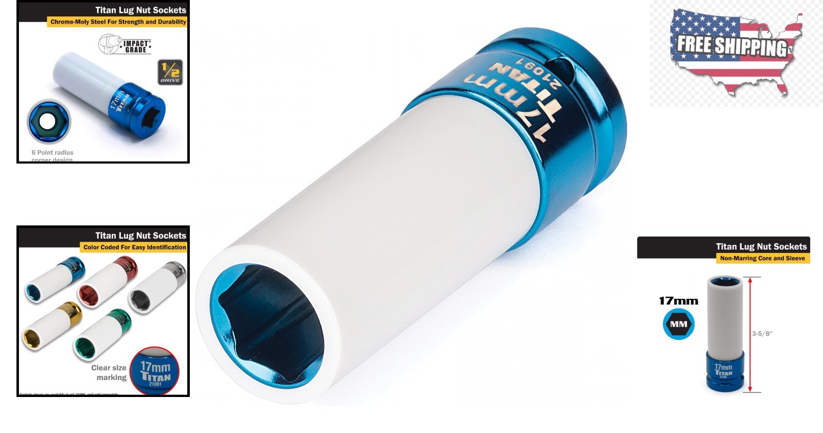 17mm Non-Marring Impact Socket 1/2-Inch Drive – Durable Chrome Molybdenum Steel