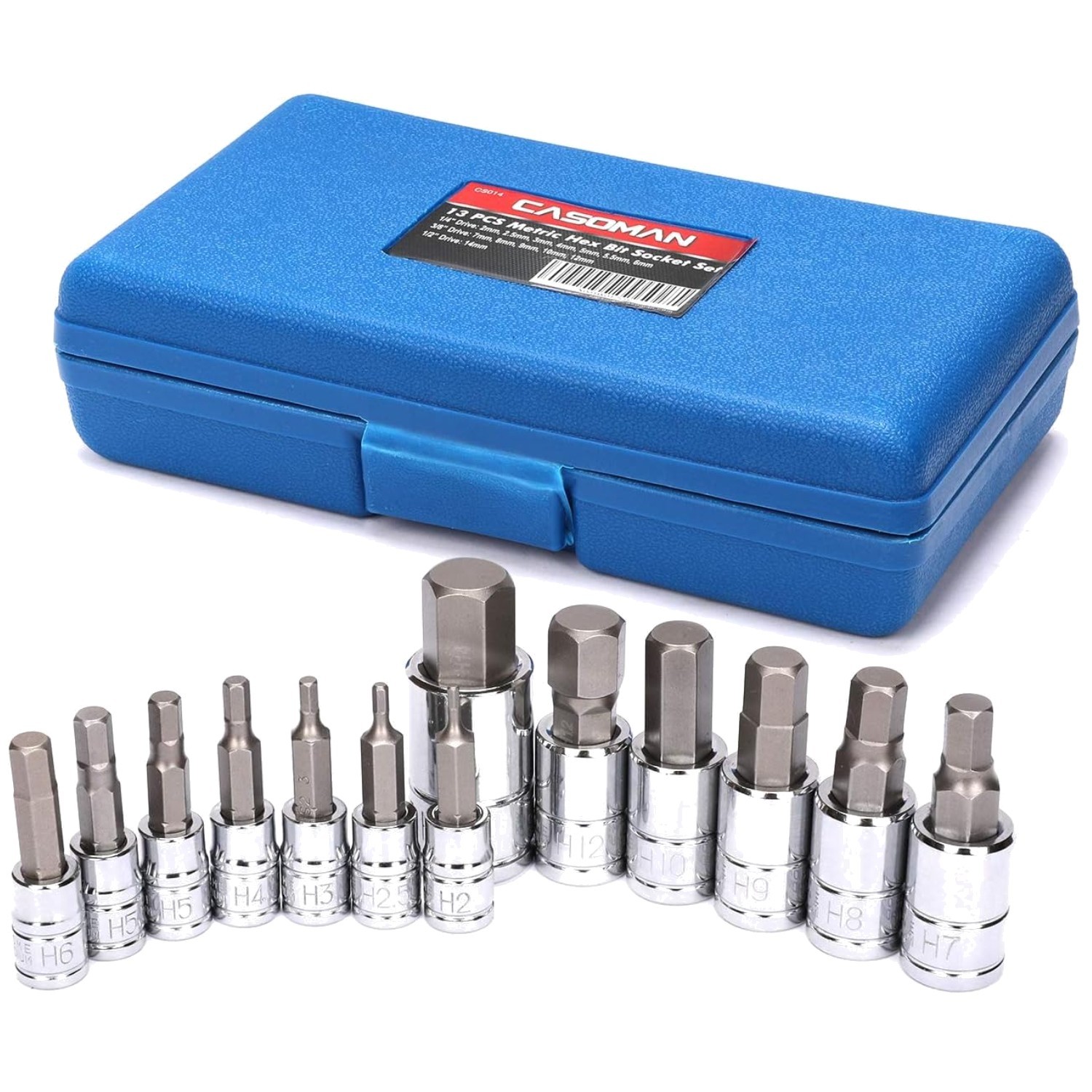 Casoman Metric Hex Bit Socket Set, 2mm-14mm