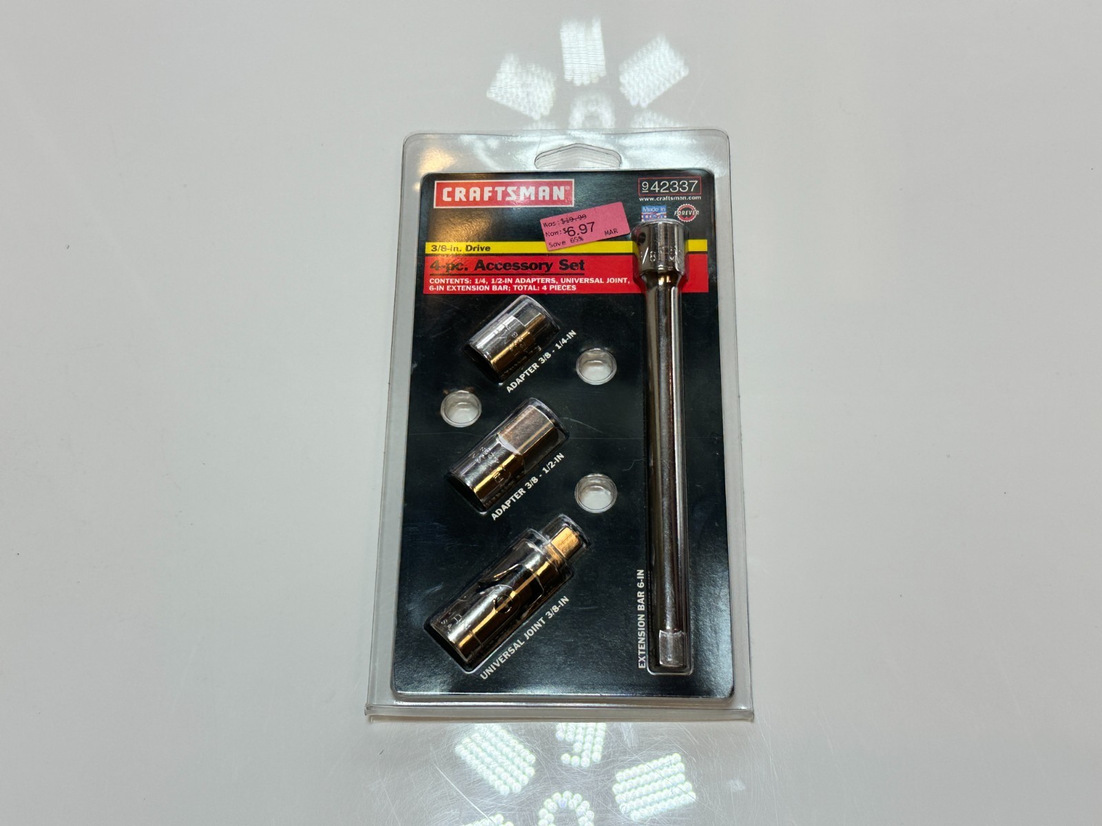 NEW Craftsman USA 42337 4pc 3/8” Drive Extension Adapter Set w/ Swivel Joint NOS