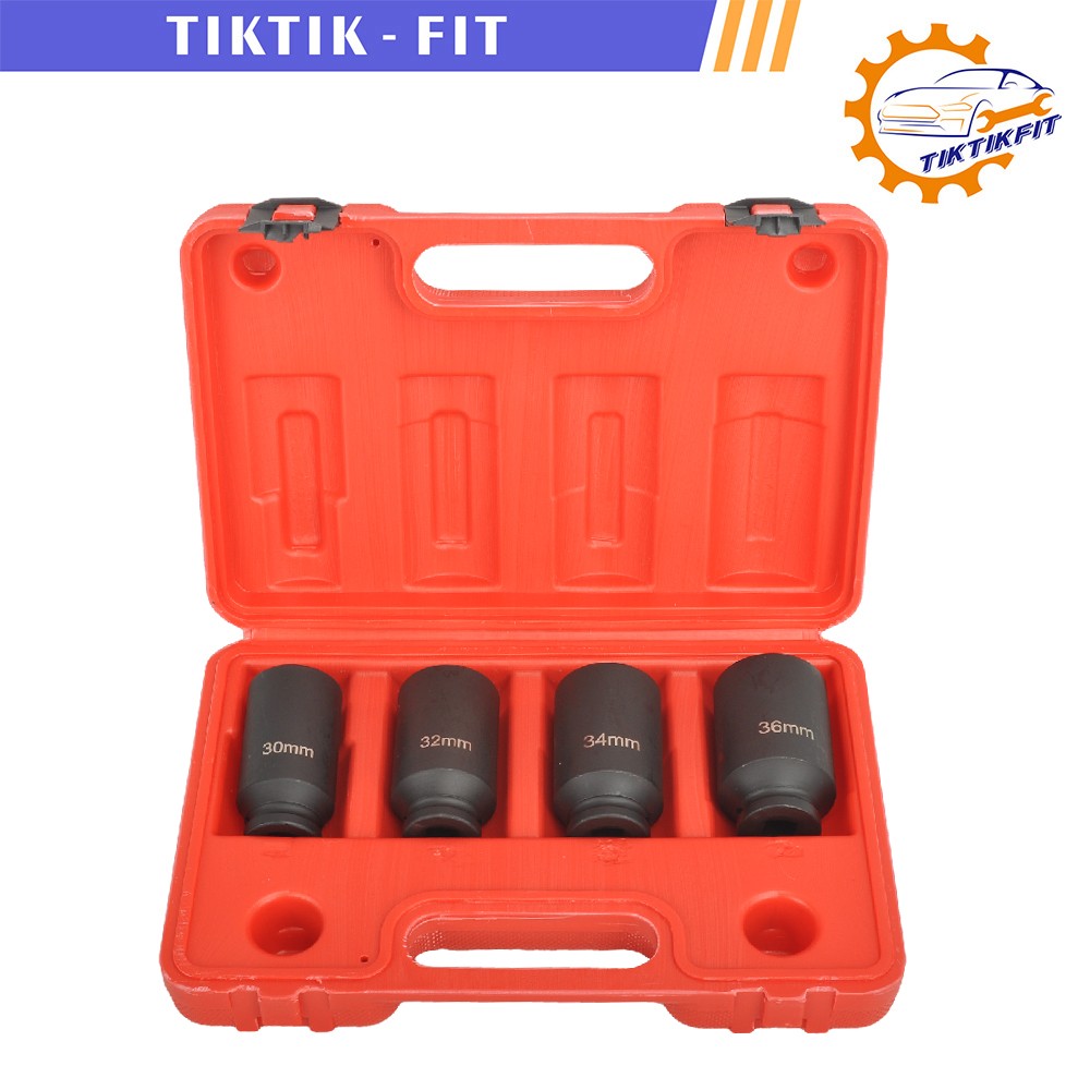 1/2″ Drive 12 Point Impact Socket Set 4PCS 30,32,34,36mm CR-MO Axle Nut Socket