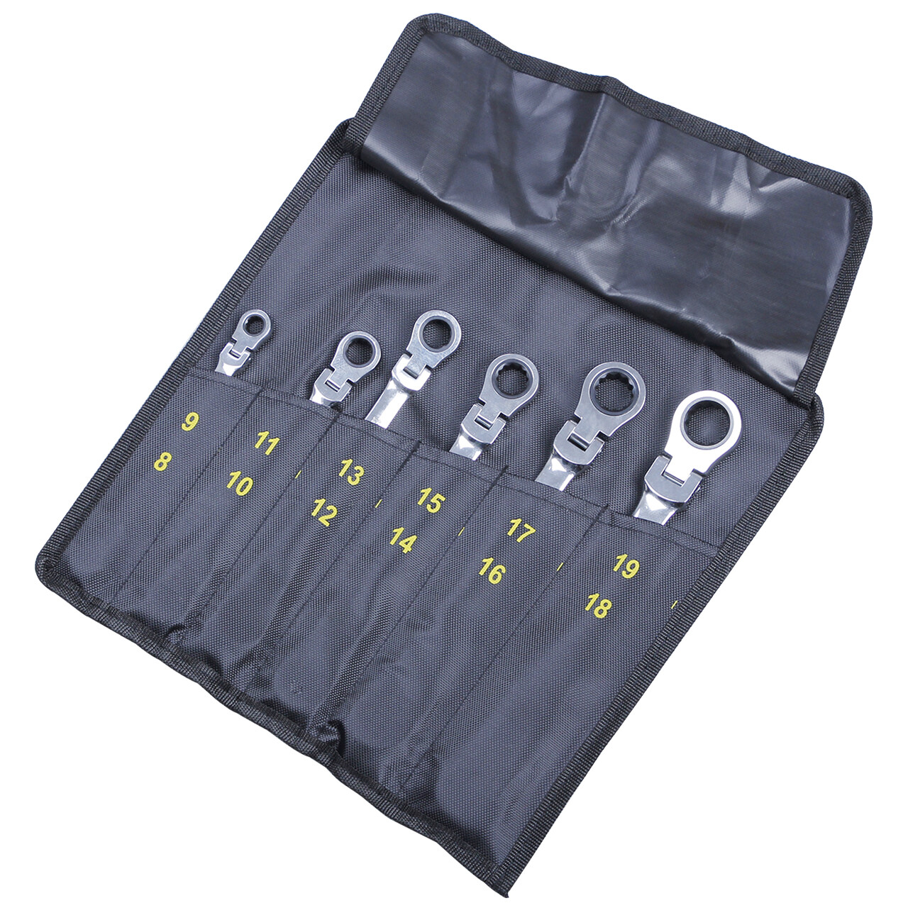 6pack Double Box End Ratcheting Wrench Flex-Head Extra Long Spanner Set Metric