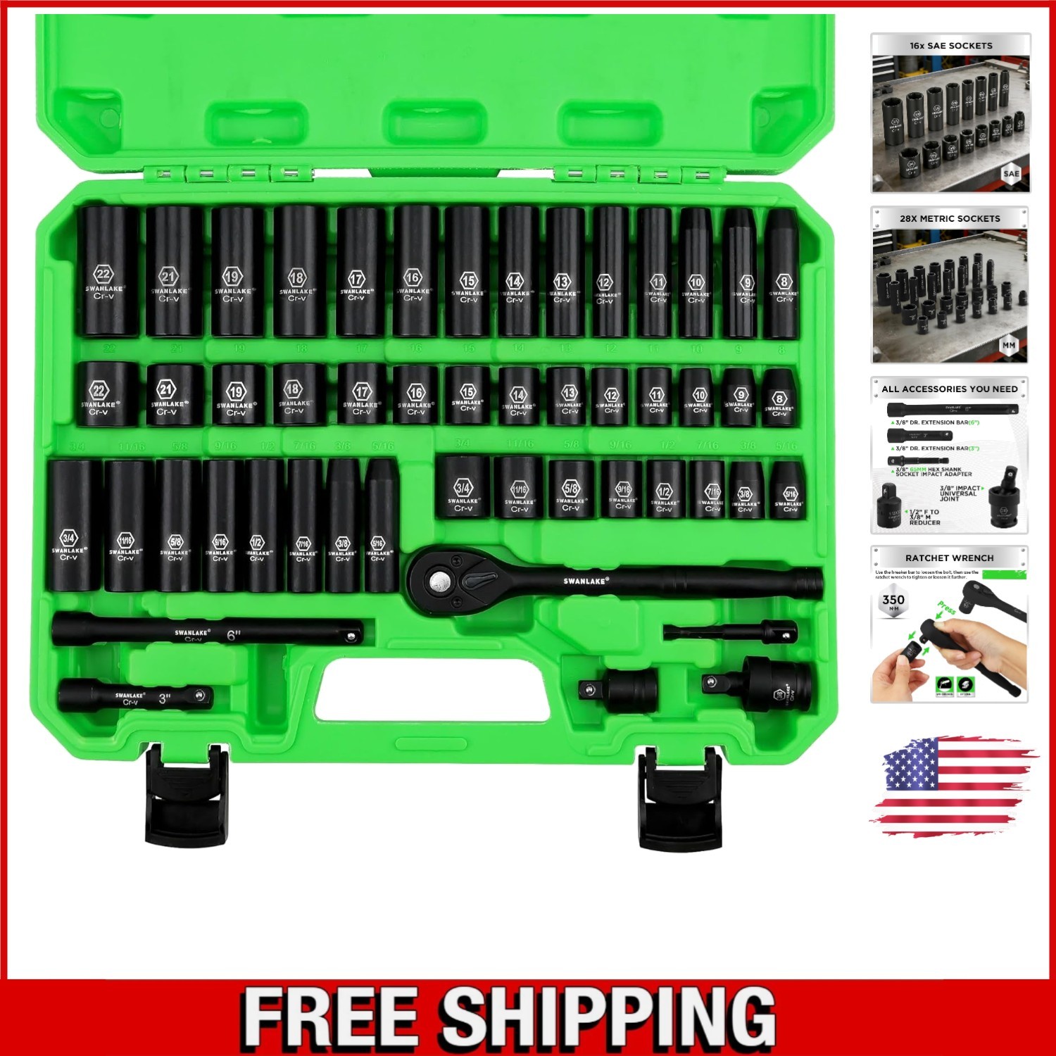 High-Durability 50-Piece 3/8» Drive Socket Set – Ultimate Automotive Solution