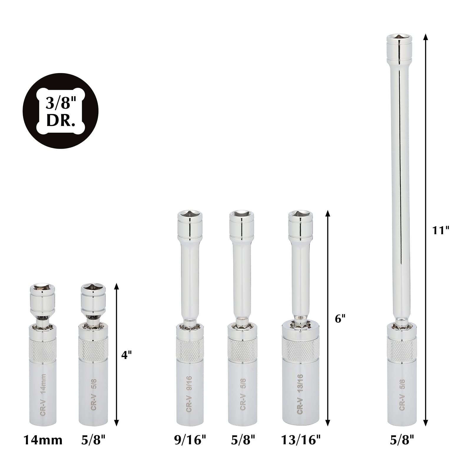 EMENTOL 6PCS 3/8″ Drive Magnetic (9/16-inch, 5/8-inch, 13/16-inch, 14mm)