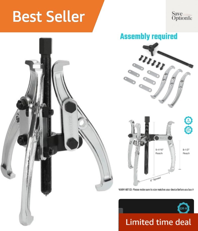 8-Inch 3-Jaw Gear Puller, Removal Tool for Gears, Pulleys, Bearings and Flywh…
