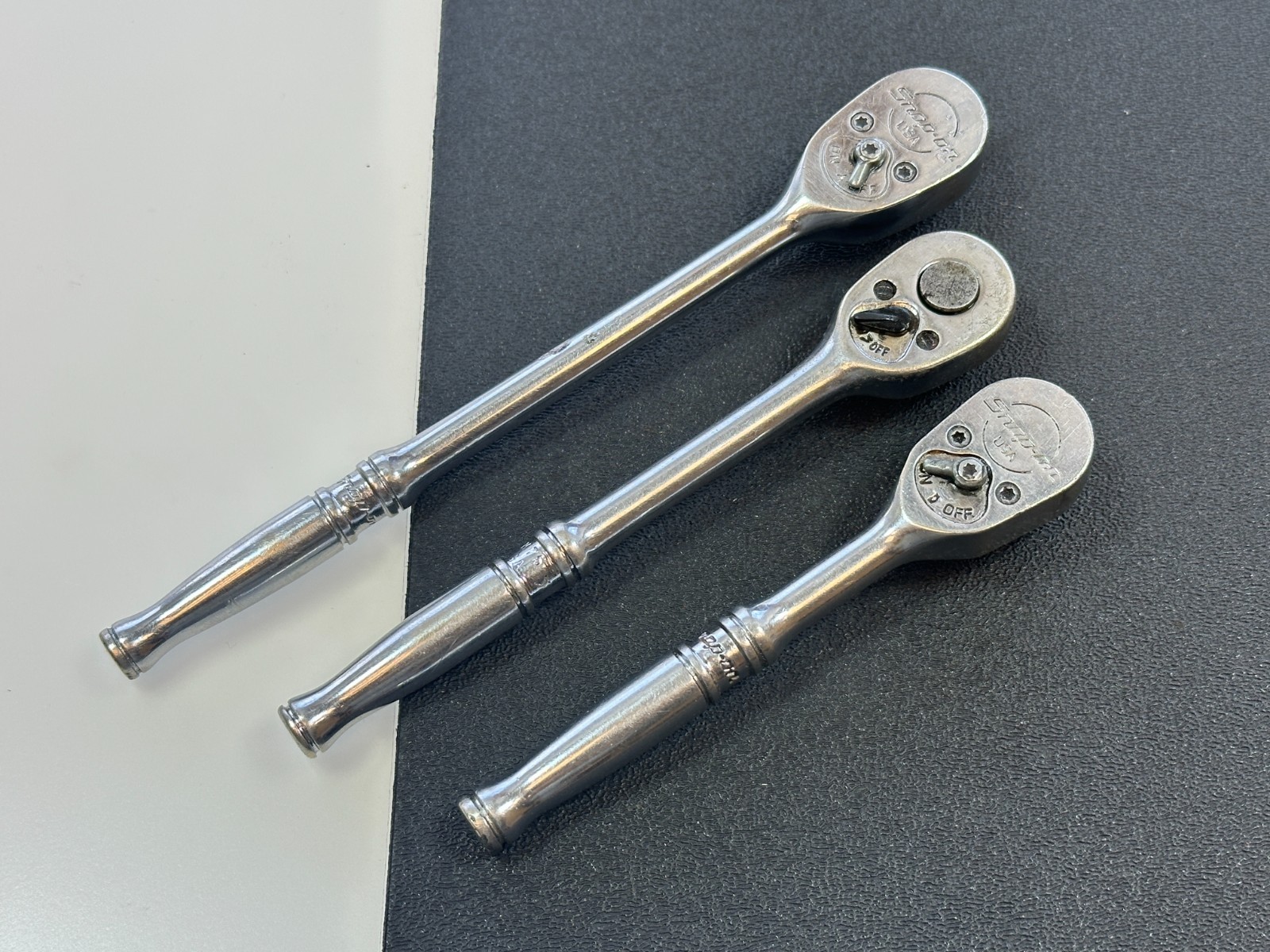 🇺🇸 Snap-on Tools USA 3pc 1/4” Drive Chrome Ratchet Set Lot TML830, TM75, TM830