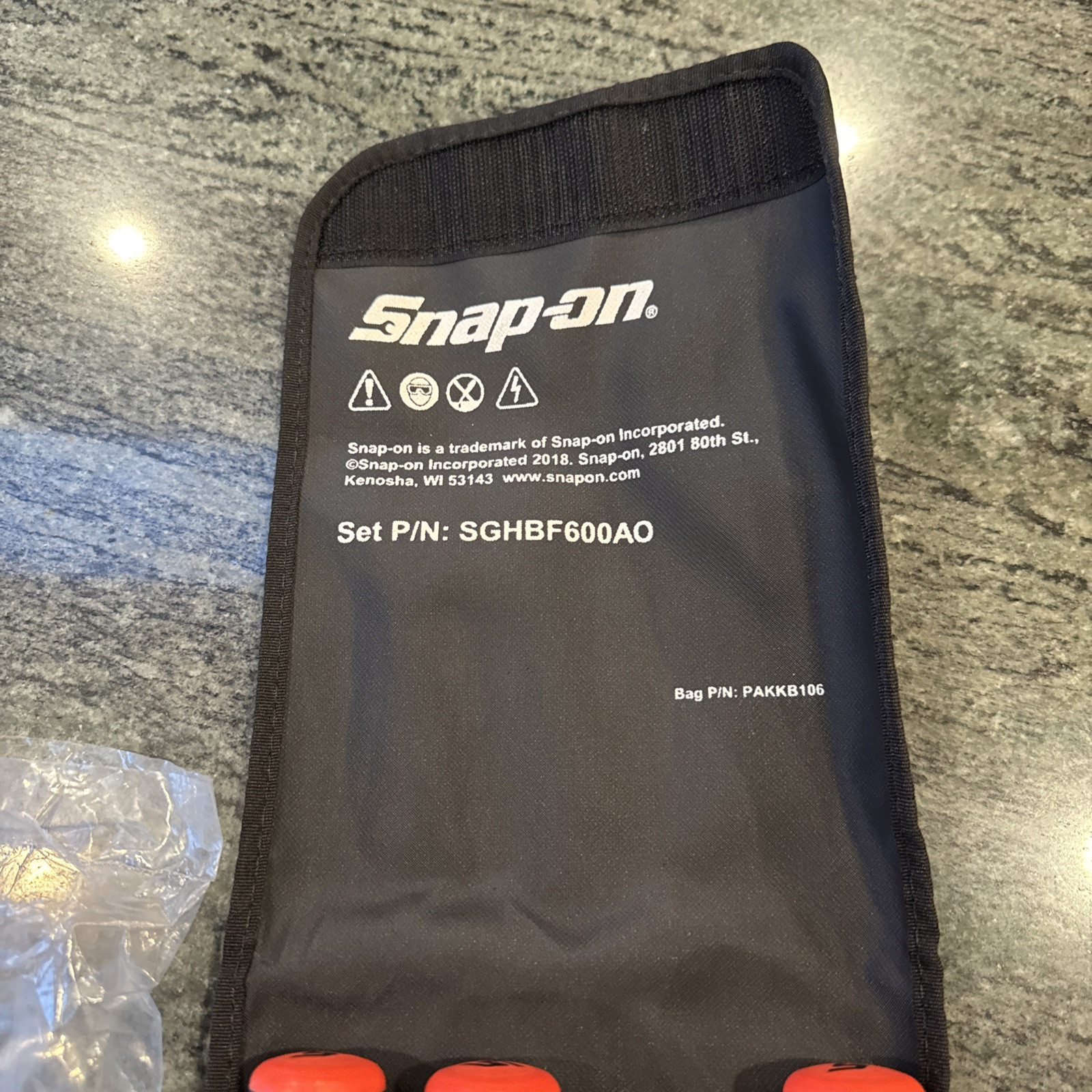snap on sghbf600ao orange 4 pc file handle set with pouch new