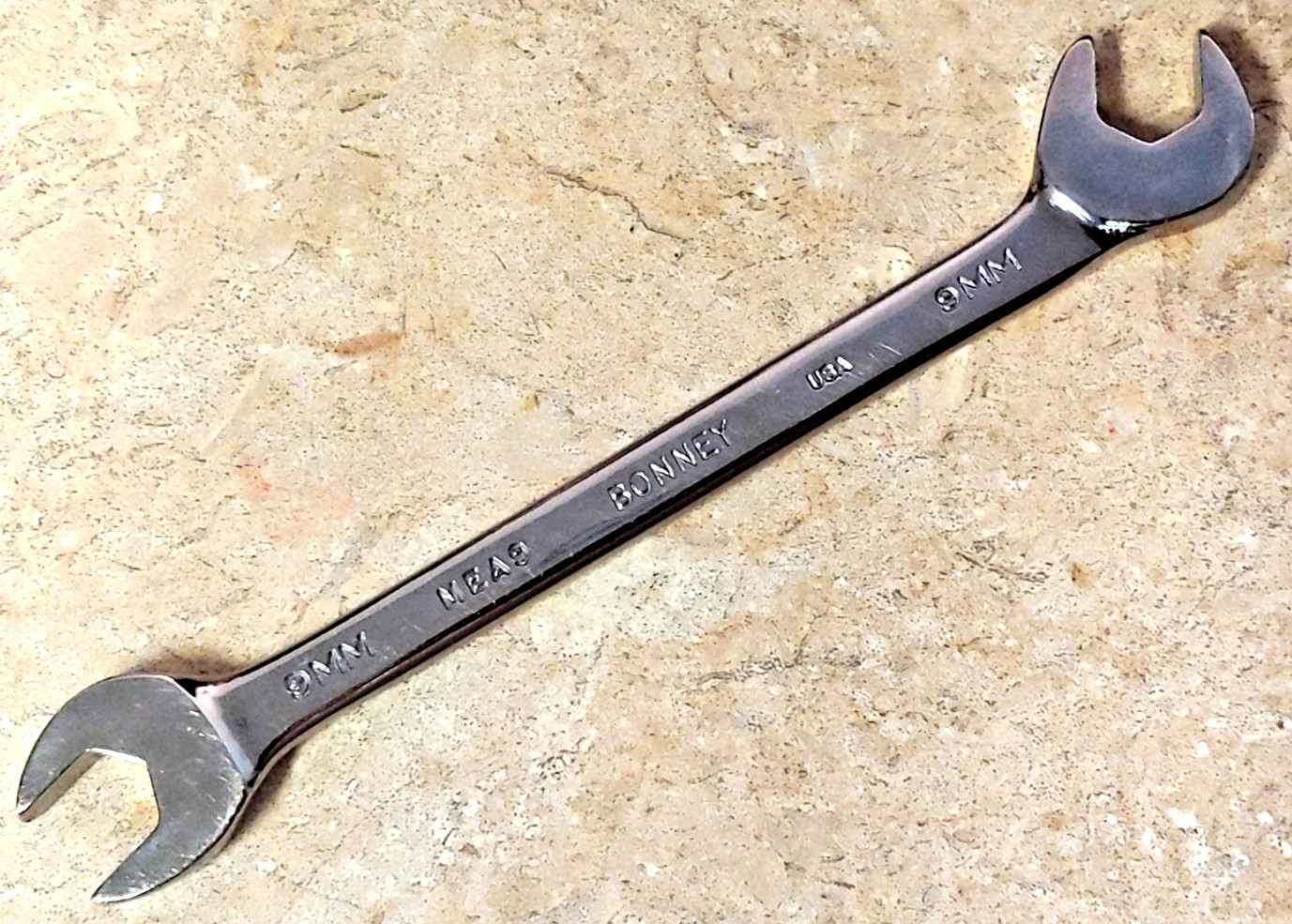 Bonney 9mm Open-end Polished 4-way Angle 15°-60°Wrench (MEA9) Made in USA