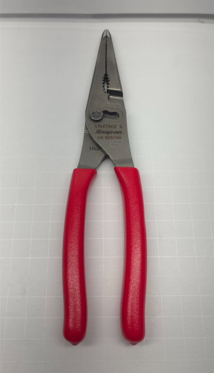 Snap-on Tools NEW LN47ACF USA RED 9″ Needle Nose Slip Joint Pliers