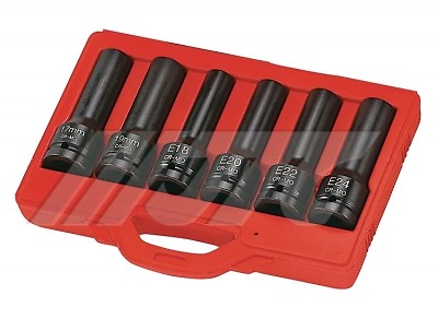 3/4″ 6PCS ( E18, E20, E22, E24 12PT 17MM 19MM)IMPACT STAR SET, JTC Tools # J606E