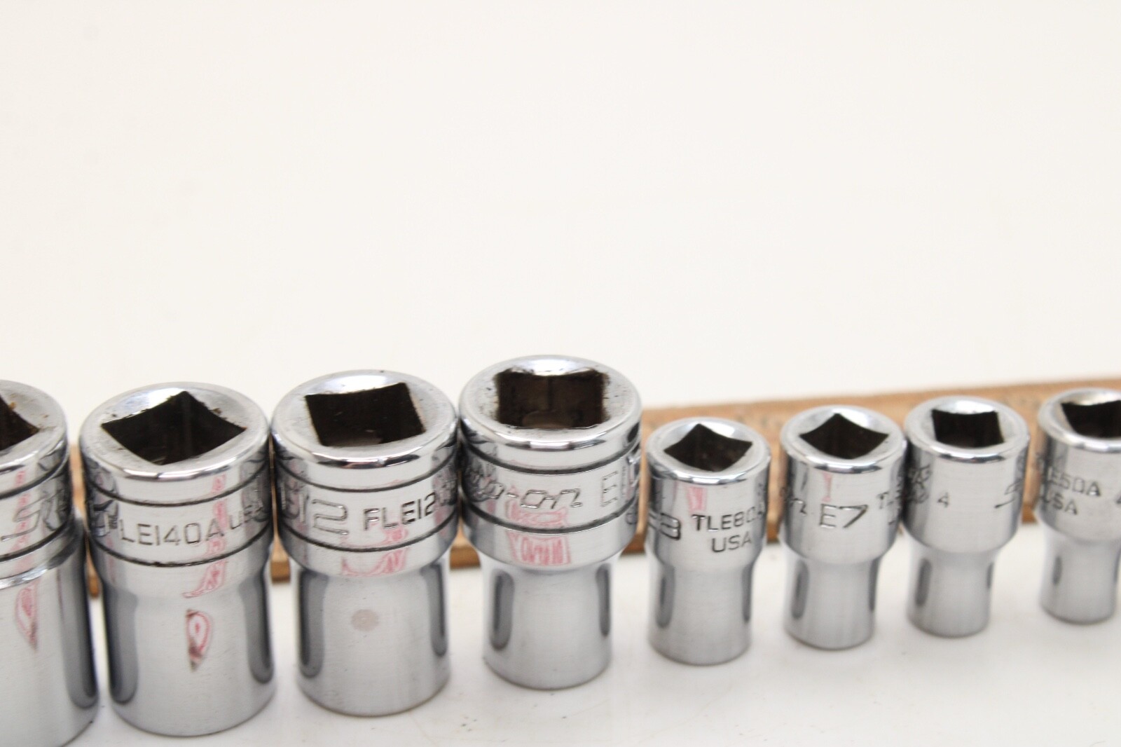Snap-on FLE/TLE 10 Piece 1/4″ 3/8″ Drive Inverse Torx Socket Set Chrome USA
