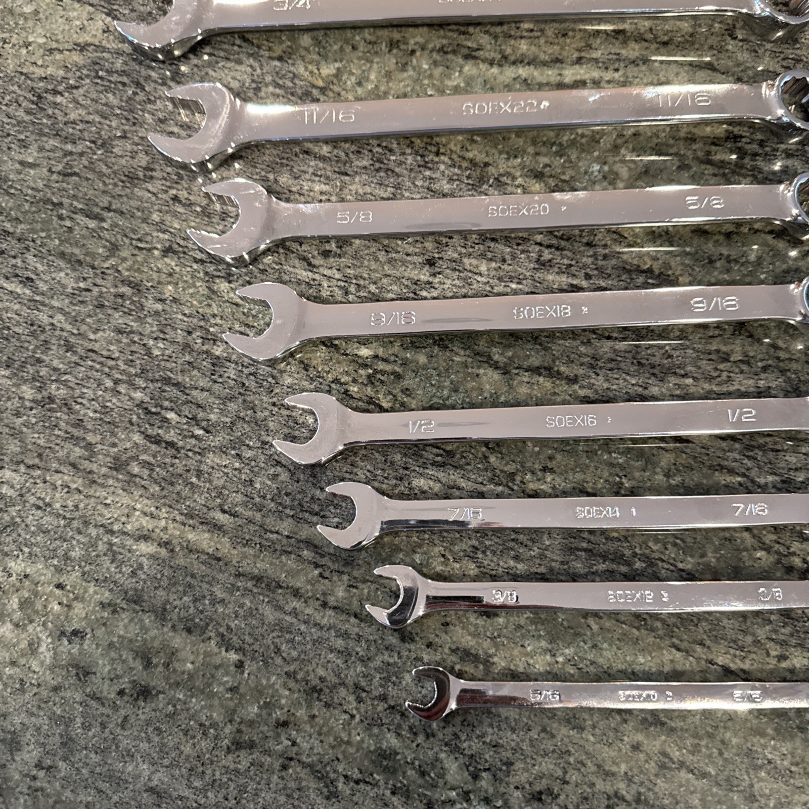 snap on soex710 10 pc 12 point sae flank drive plus combination wrench set