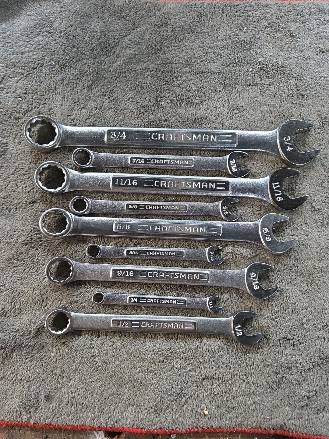 Craftsman SAE Combination Wrench Set of 9 Pieces VA Series USA VGC