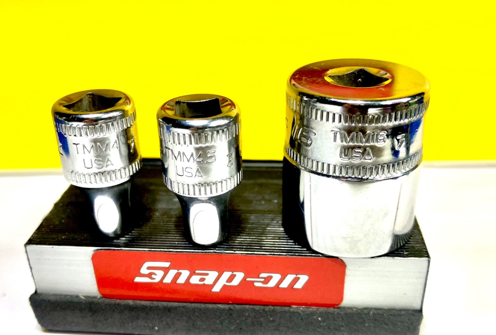 Snap On Tools NEW 1/4″ Drive 3pc Metric 6pt Shallow ADD ON Socket lot set TMM16