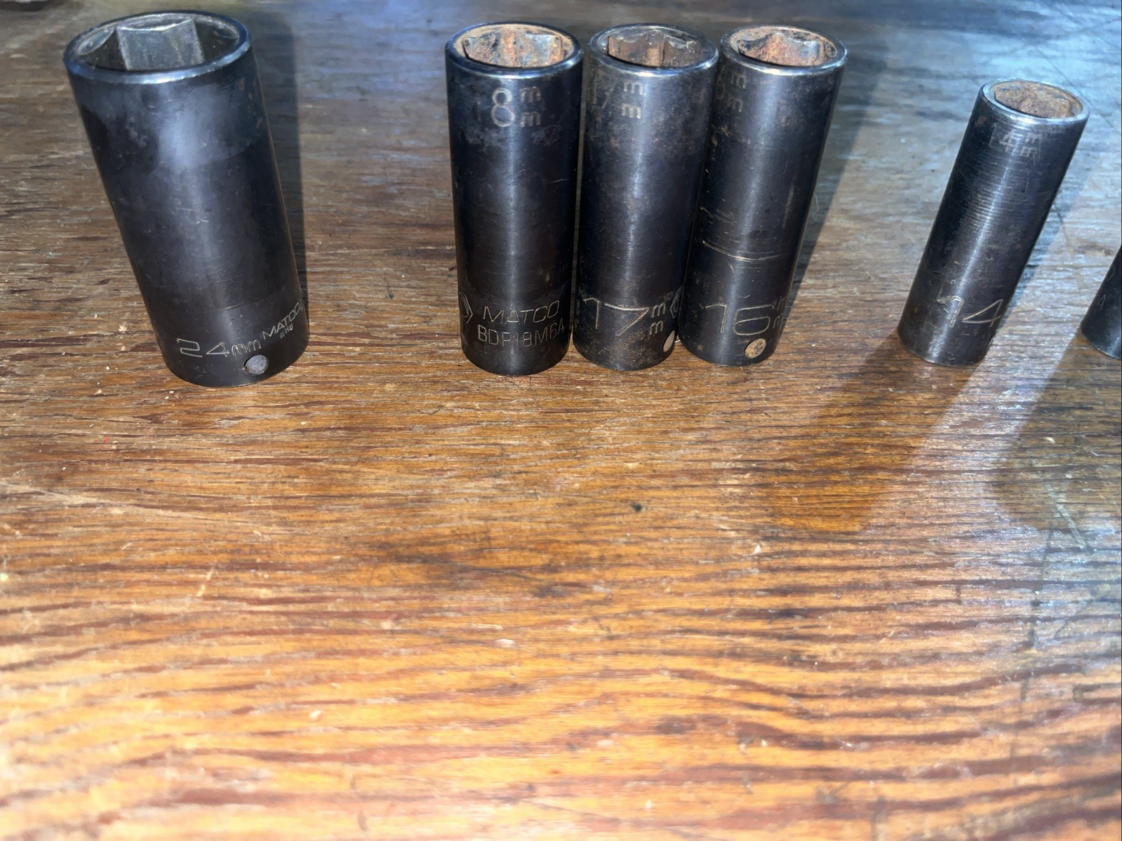 MATCO TOOLS 8 Pc 3/8 DRIVE METRIC IMPACT 6 Pt SOCKET SET 10-12, 14, 16-18, 24mm