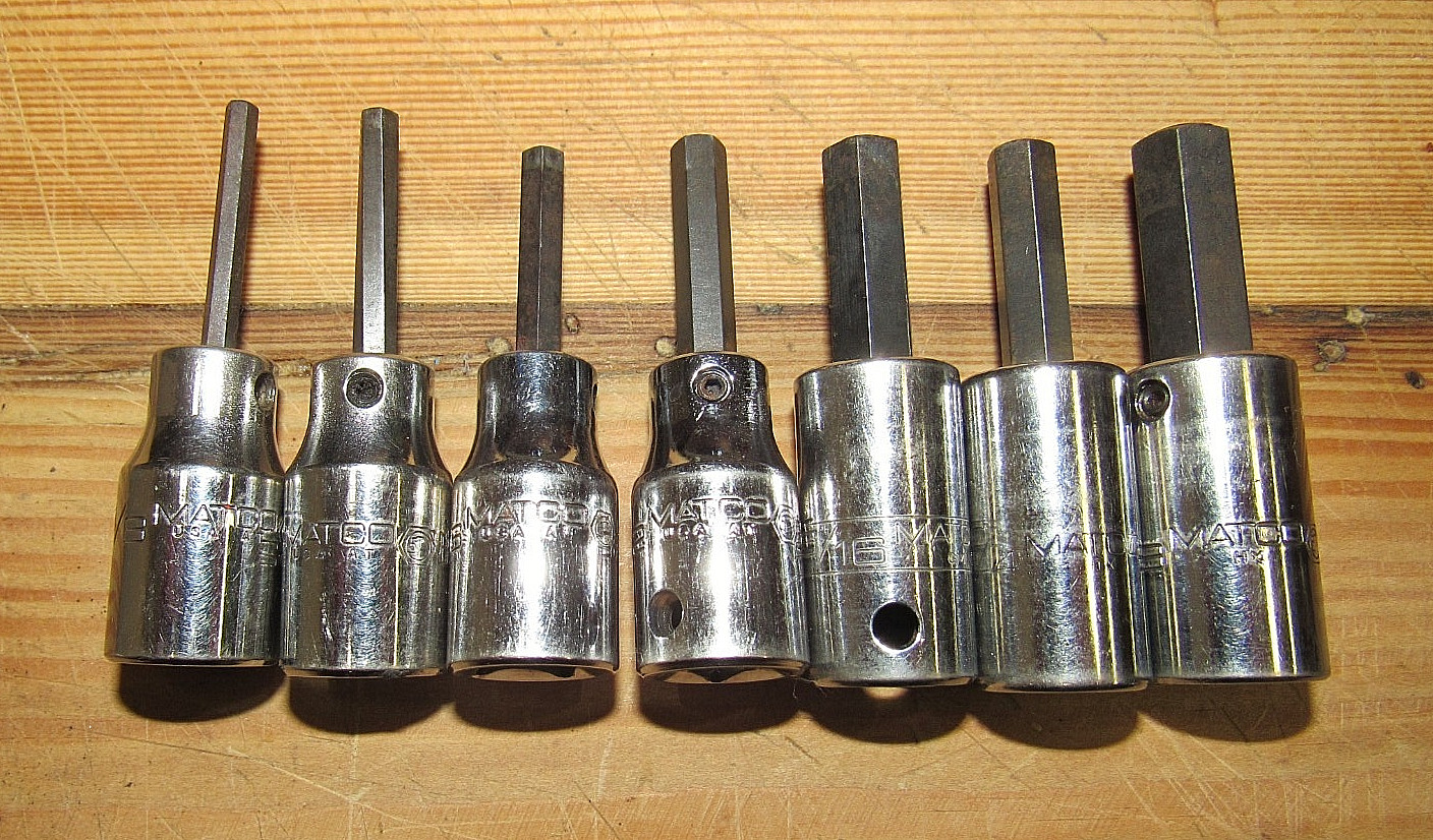 MATCO Lot Of 7 Hex Socket Drivers , 3/8” Drive ALL IN GOOD CONDITION
