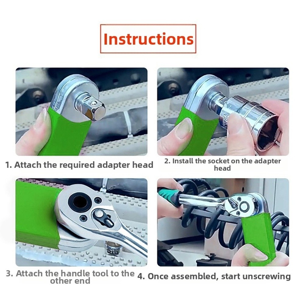 Automotive Ratchet Wrench Set with Extension and Multiple Adapter Sizes