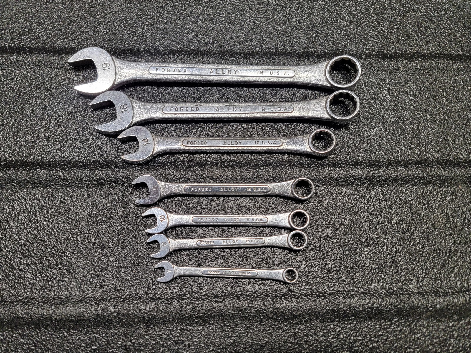 S-K Tools USA Combination Metric Wrench Set 7mm 9mm 10mm 11mm 14mm 18mm 19mm SK