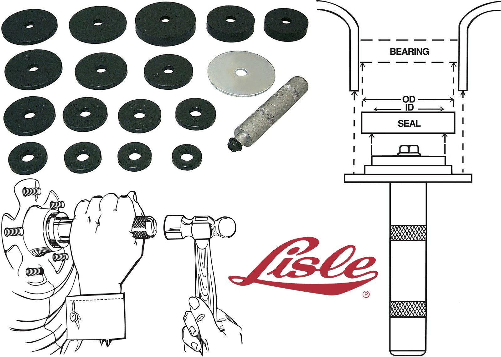 Lisle 24800 Seal Driver Tool Kit Quickly Drives Seals Without Damage New USA
