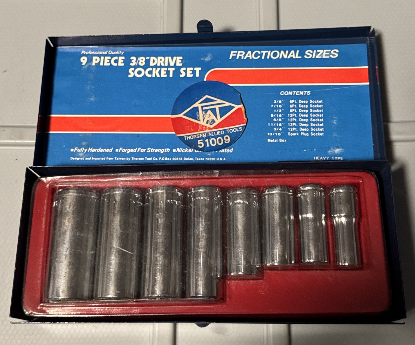 Thorsen Tool 9 Piece 3/8 Drive Deep Well Socket Set