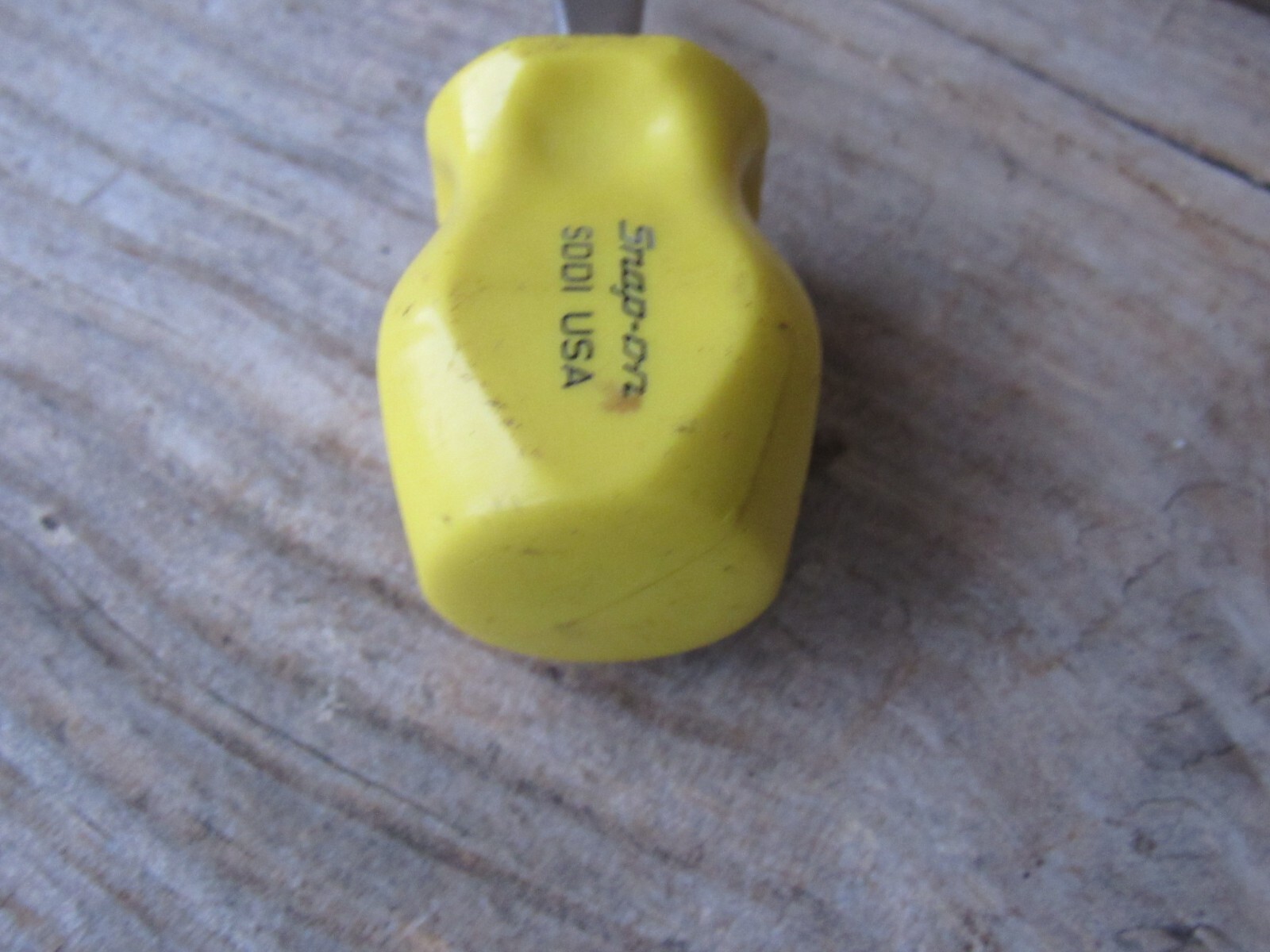 SNAP ON SDD1 STUBBY YELLOW HARD HANDLE SLOTTED STRAIGHT FLAT TIP SCREWDRIVER