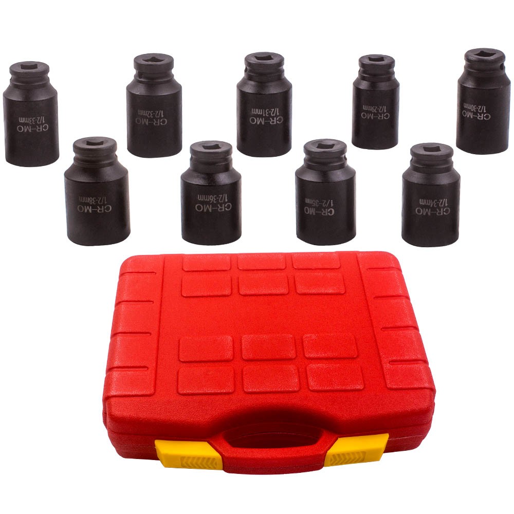 9PC Deep Impact Axle Hub Nut Socket Tool Set Kit 1/2″ Drive 29mm-38mm