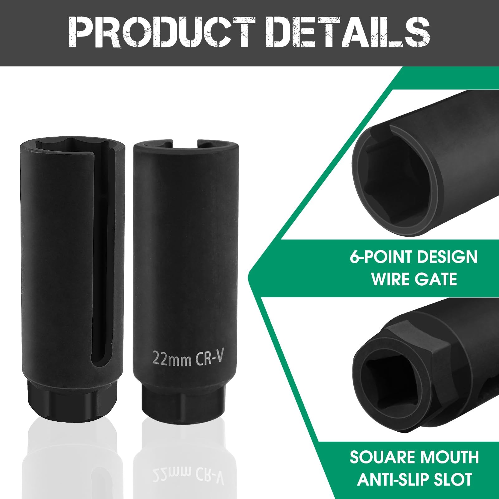 Oxygen Sensor Socket 22mm 7/8 in, 1/2 in Drive O2 Sensor Removal Tool, Heavy-…