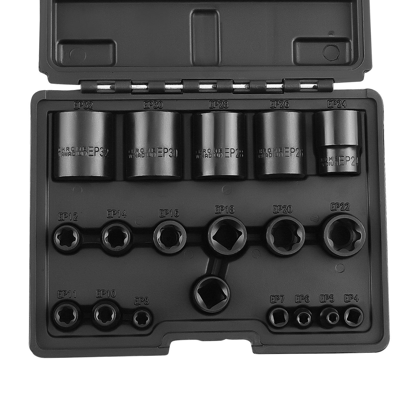 19pcs Black External Plus Socket Set EP4 EP5 EP6 EP7 EP8 EP10 EP11 EP12 EP14