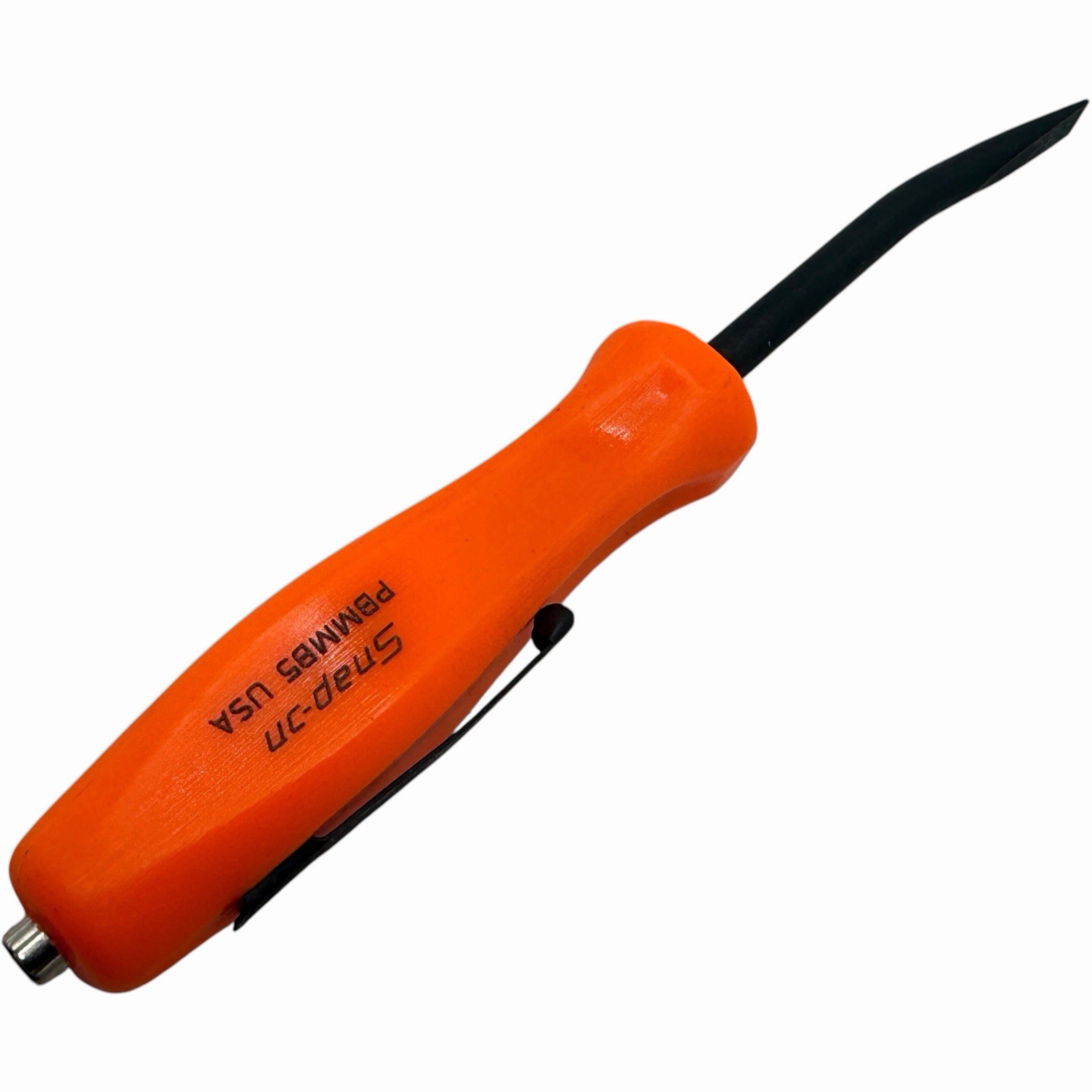 Snap On Tools Mini Magnetic Pocket Pry Bar Orange 5 inch Bent 45 Degree