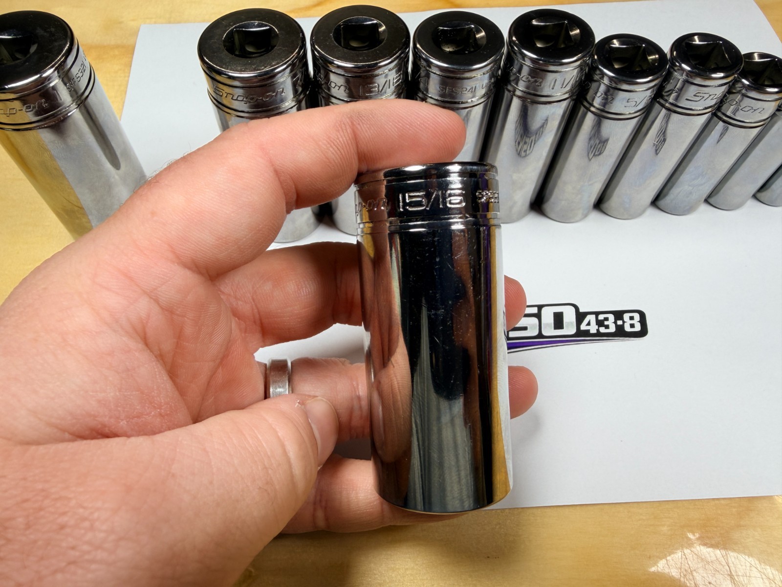 Snap-on Tools NEW 13pc 3/8″ Drive SAE 6pt Chrome Deep Bonus Socket Set 213SFSY