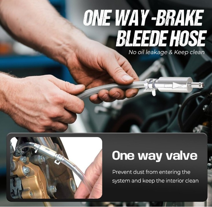 1-4PCS Brake Bleeder Hose, One Way Check Valve Tube Bleeding Tool Kit Silver