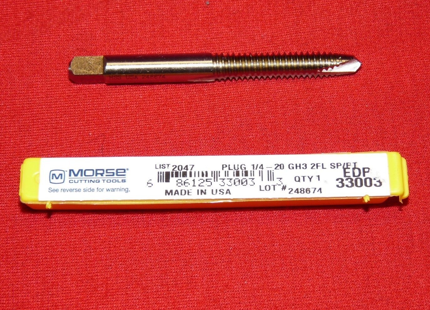 1/4-20 NC Spiral Point 2FL Plug Tap Morse MT3633003 Power Gun Tap USA H3