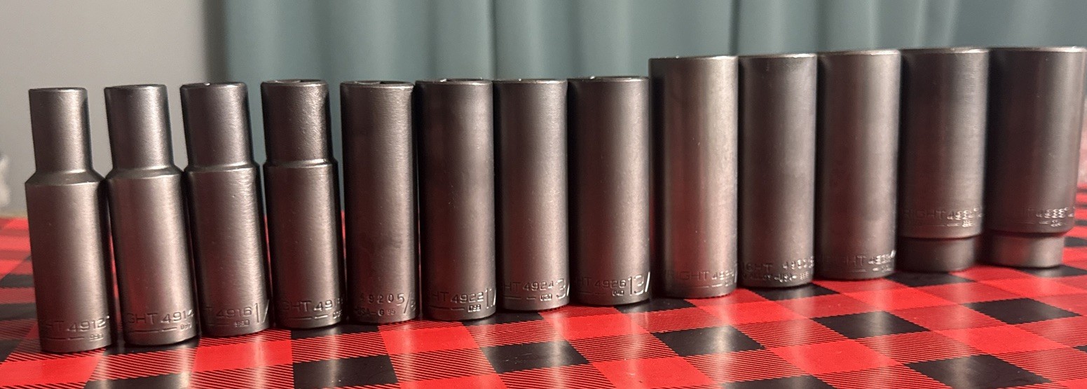 NOS WRIGHT TOOL 13pc SAE IMPACT SOCKET SET 1/2” Dr 6pt DEEP 3/8” – 1-1/8” USA