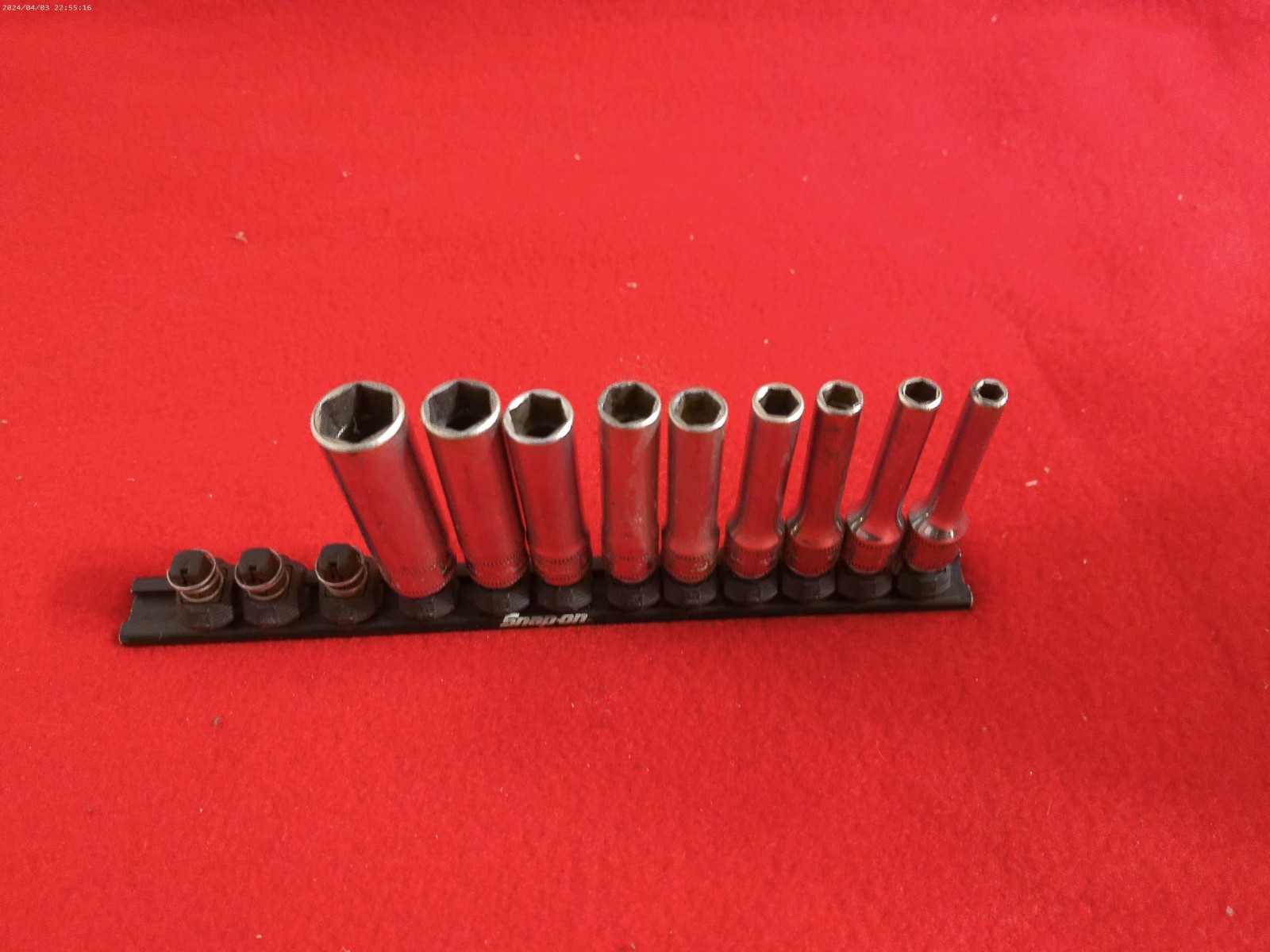 9Pc Snap On 1/4” STMM 4 5 5.5 7 8 9 10 11 12mm Metric Deep 6pt Sockets rail