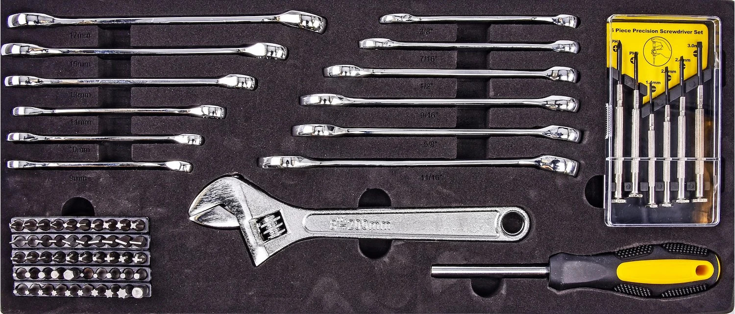 JEGS 85325 170-Piece Mechanic’s Tool Box Set Black Powdercoated Steel