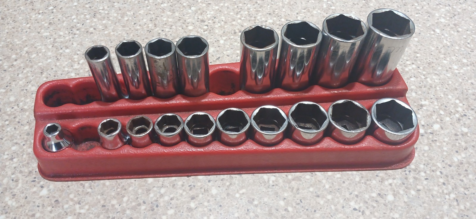 Snap On 222SFFS 3/8 Socket Set 22 Piece SAE 6pt Shallow+Deep 1/4″-7/8″ missing 4