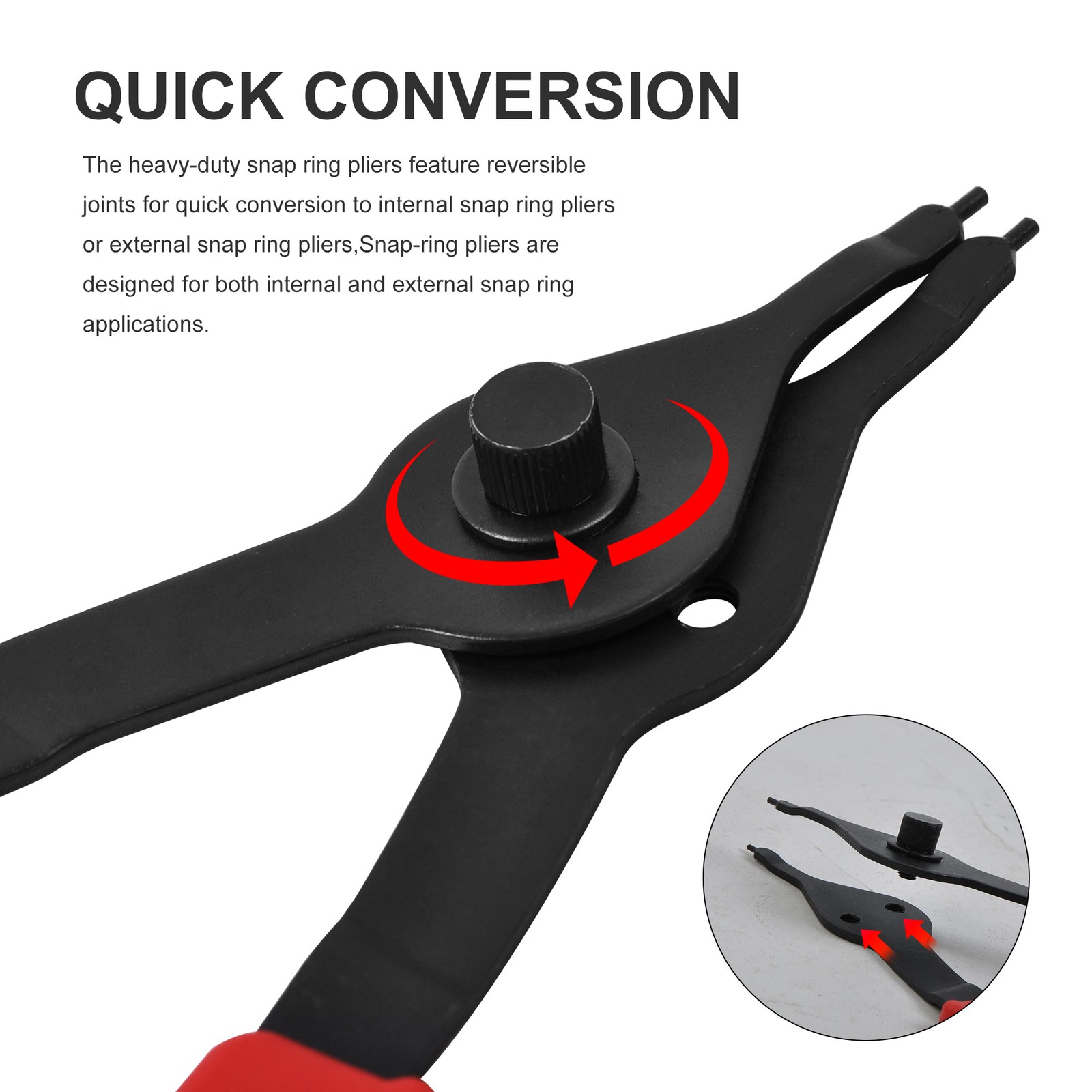 Snap Ring Pliers Set, .038″-.09in Straight & Bent Retaining Ring Pliers, 5″ Hook