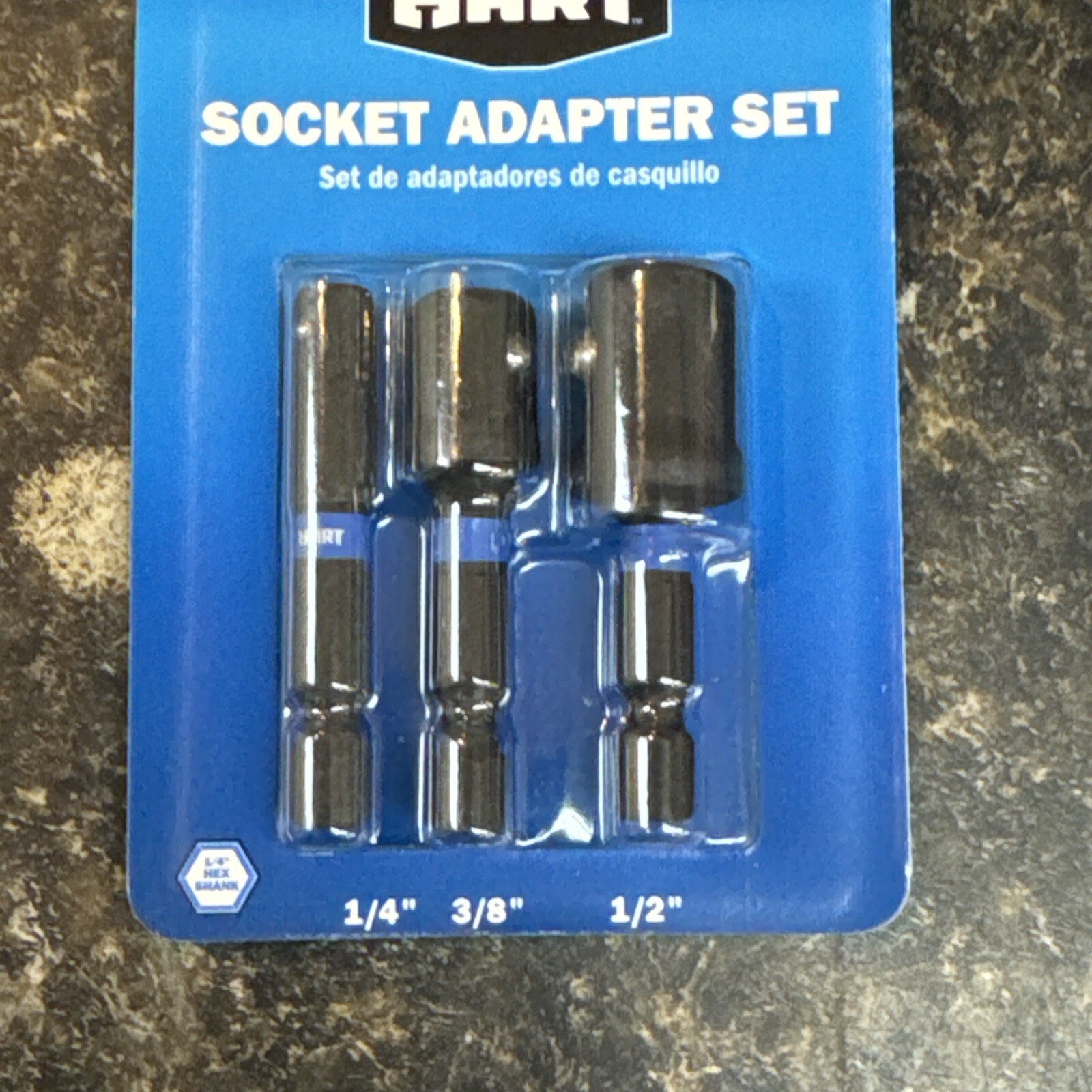 3-Piece Socket Adapter Set, 1/4-inch, 3/8-inch, 1/2-inch. Hart Brand