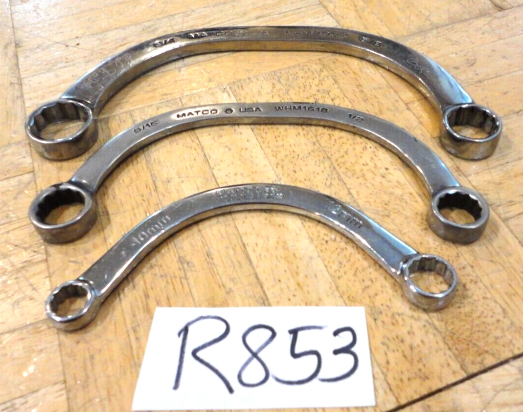 MATCO TOOLS 3 PC. METRIC & SAE. HALF MOON WRENCHES 10-12, 9/16-1/2, 3/4-5/8