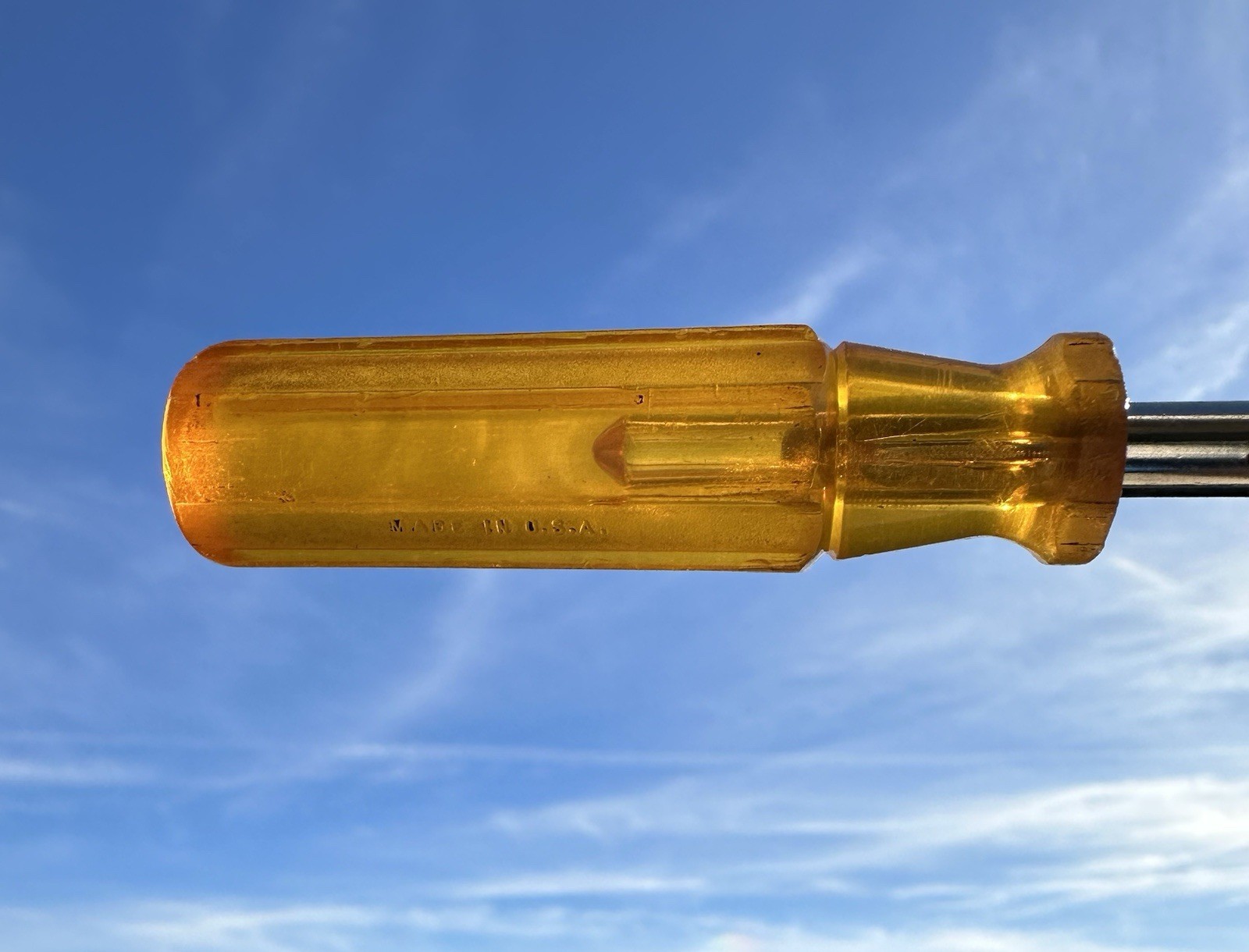 🟡 Vintage Super Snap-On TM4 1/4″ Socket Shank Driver CLEAR AMBER HANDLE