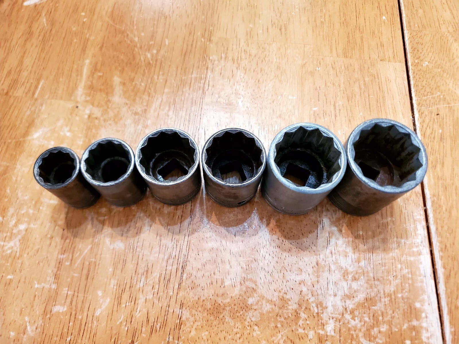 Snap On Vintage 1/2″ Drive 5/8″ 3/4″ 15/16″ 1″ 1-1/8″ 1-3/16″ 12PT Sockets Lot