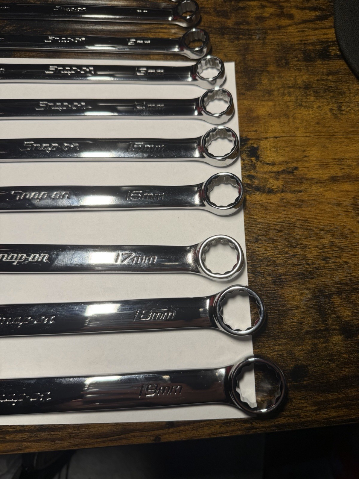 Snap On Tools NEW OEXM710B 10 Piece 10-19mm 12-pt Flank Drive Combo Wrench Set