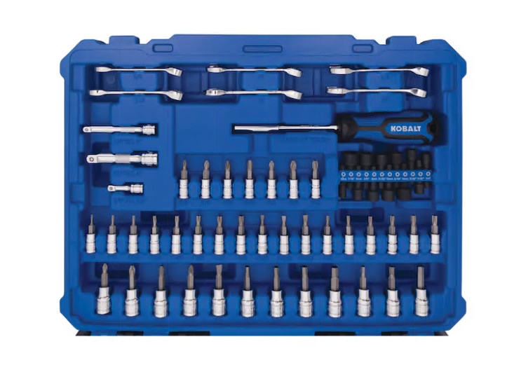 Kobalt 302-Piece Standard & Metric Polished Chrome Mechanics Tool Set with CASE