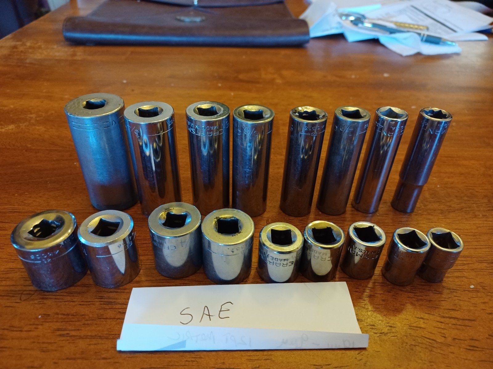 38pc Craftsman 3/8 Drive SAE+ Metric Deep + Shallow Sockets Ratchet Ext USA