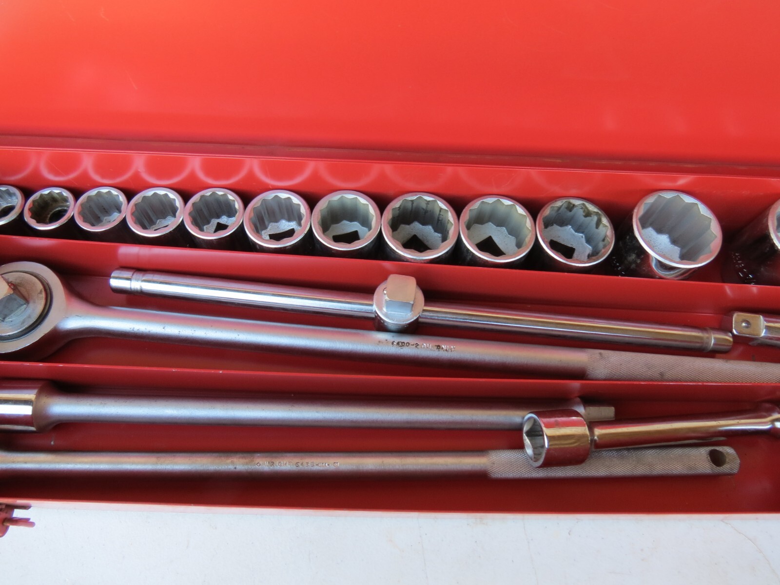 Wright TOOLS USA 3/4″ Inch Drive Heavy Socket Set 19 Pieces w/Case 12 Point Used