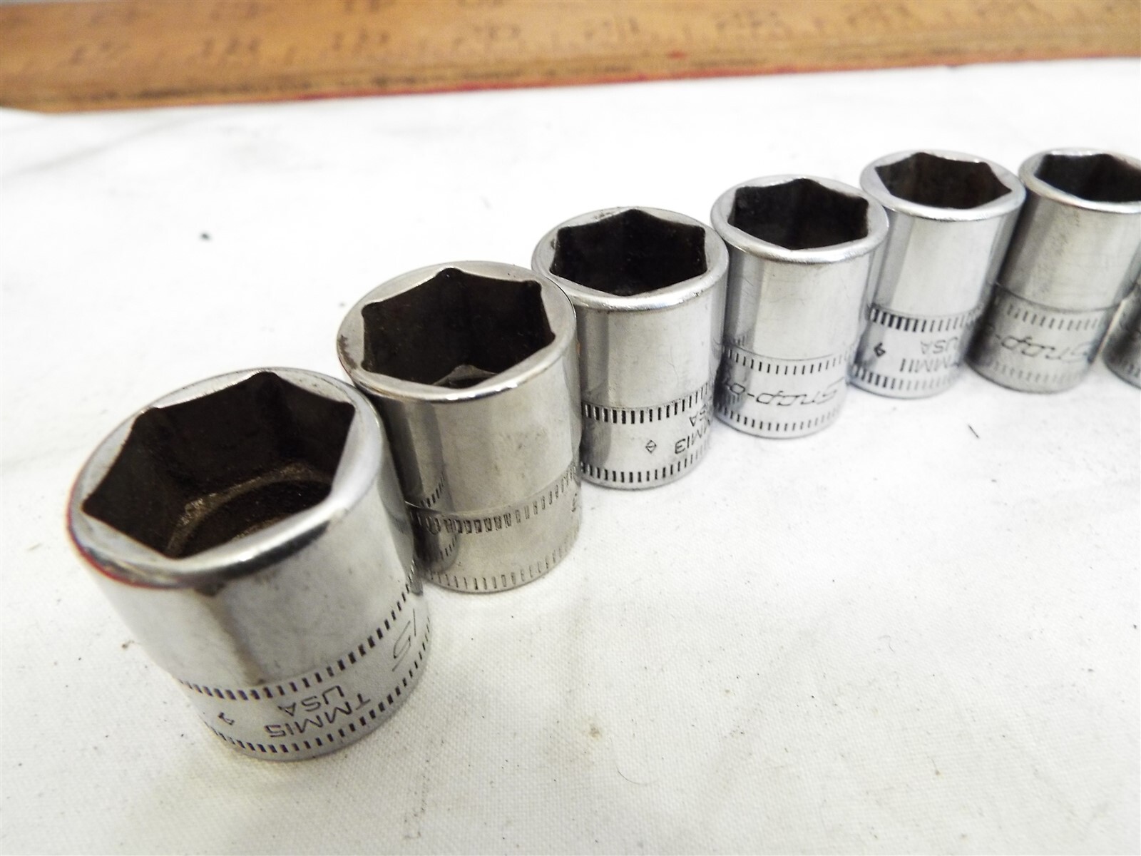 Clean Set 13 Snap-On 1/4″ 6-pt Metric Sockets Shallow/Standard Length 4-15mm