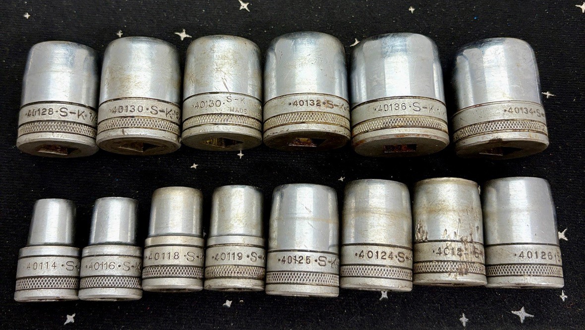 VTG S-K Tooks 14 Piece Set 12 Point Sockets 7/16″ To 1-1/8″ 40114-40136 USA
