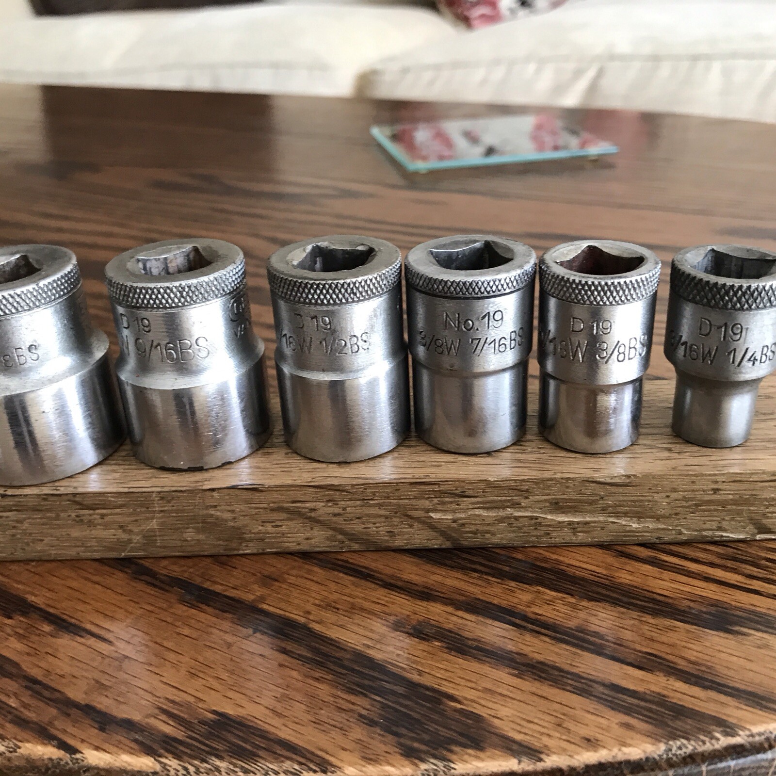 6 Gedore 9/16” To 3/16”Whitworth Sockets With 1/2″Drive.