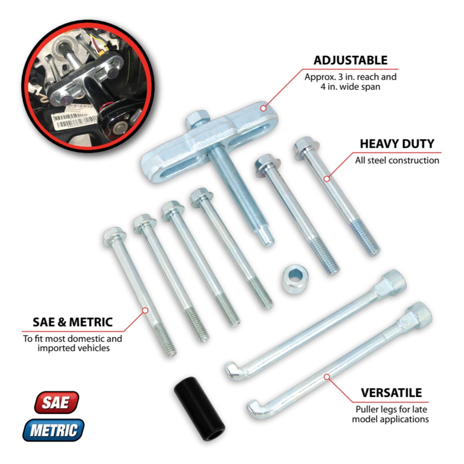 Steering Wheel Puller Set – Universal Tool for Easy Removal & Installation