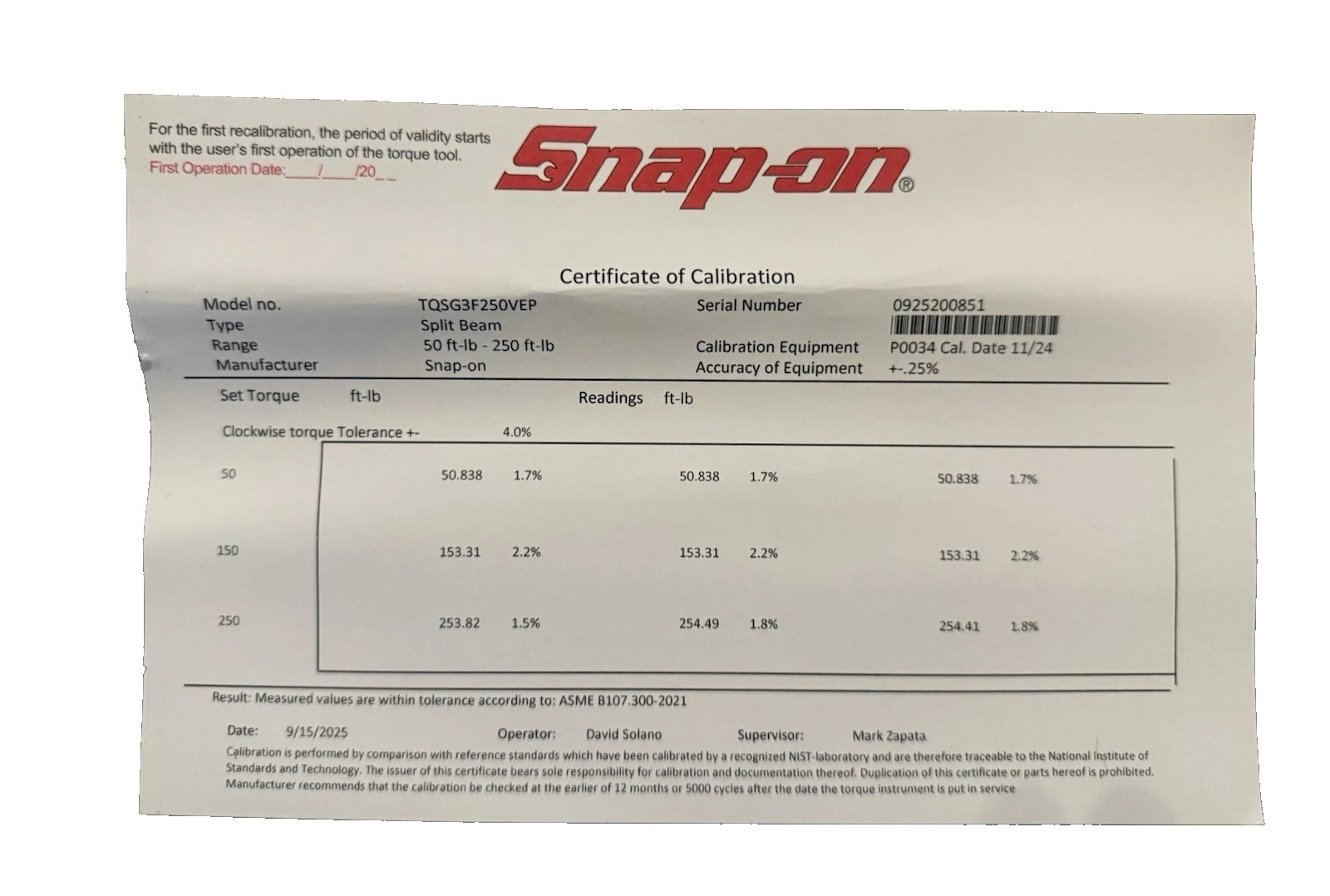 New Snap-on® TQSG3F250VEP 1/2″ Drive Flex Head Torque Wrench 40-250 ft-lb PINK